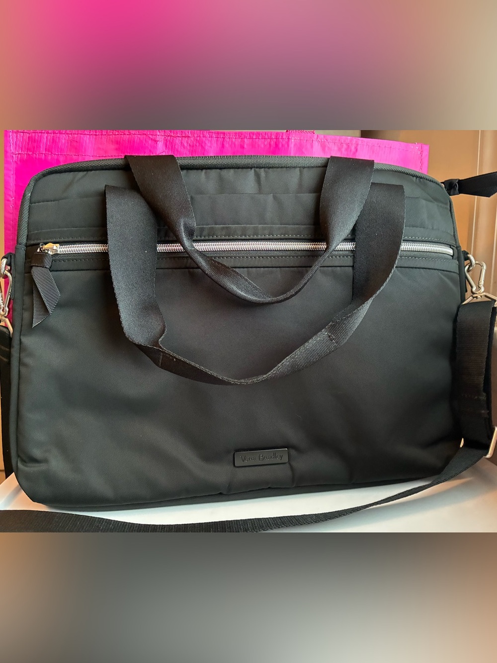 Vera Bradley classic black, slim laptop, Crossbody case performance twill